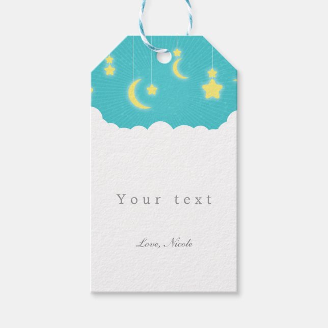 Stars Moon & Clouds Baby Shower Gift Tag (Front)
