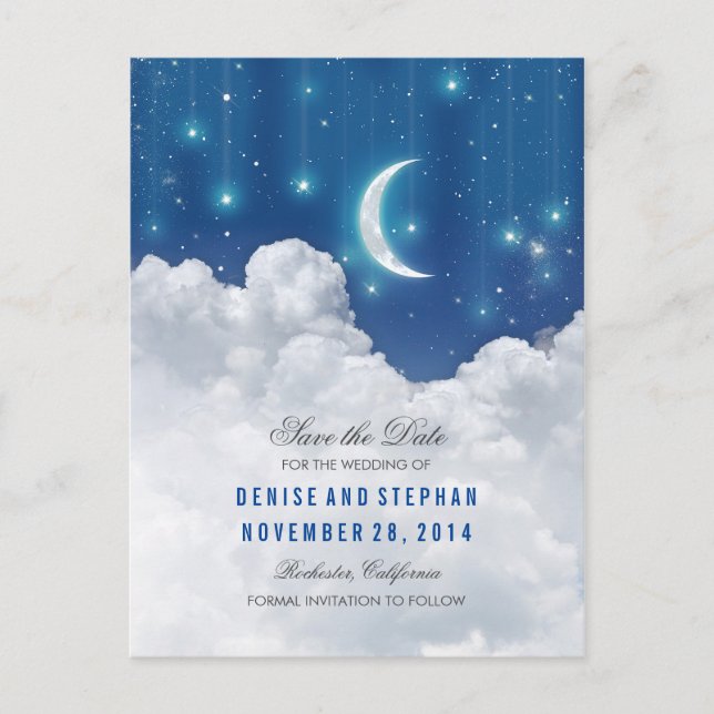 Stars & Moon Lights Save the Date Postcards (Front)
