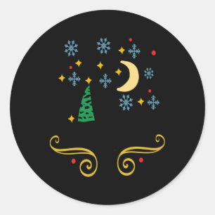 Stars Moon Snowflakes And Merry Christmas Kids T S Classic Round Sticker
