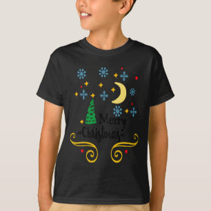 Stars Moon Snowflakes And Merry Christmas Kids  T-Shirt