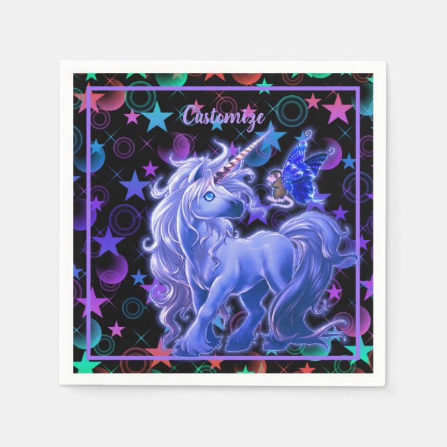 Stars 'n Stuff Blue Unicorn Napkin (Front)