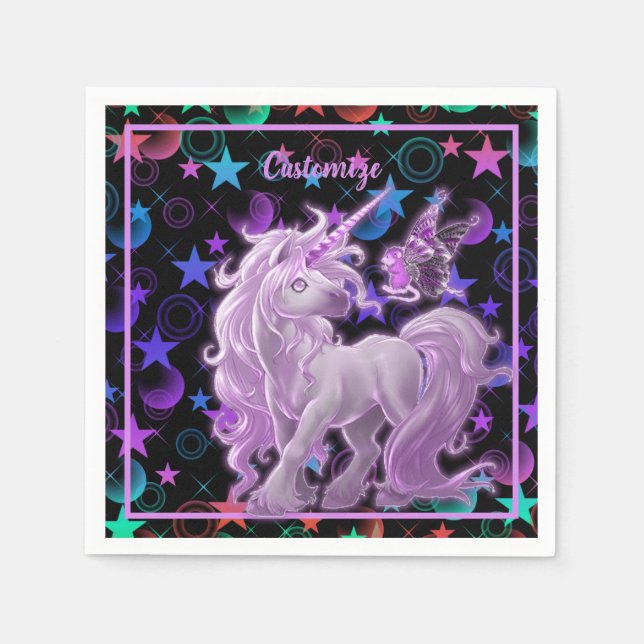 Stars 'n Stuff Pink Unicorn Napkin (Front)