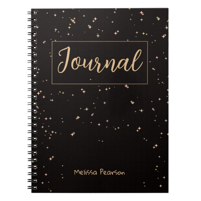 Stars Night Black Spiral Photo Notebook (Front)