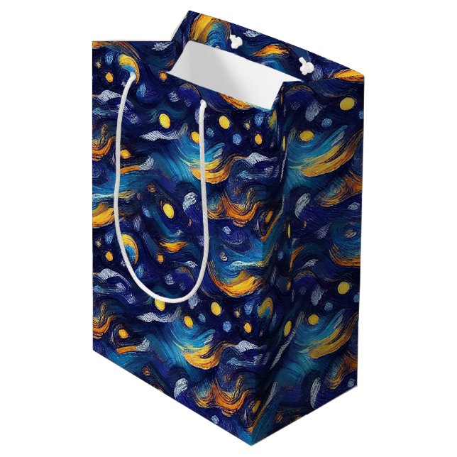 Stars Night Sky Birthday Medium Gift Bag (Back Angled)