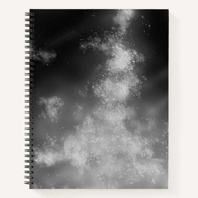 Stars Night Sky Midnight gray monochrom Milky Way  Notebook (Front)