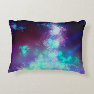 Stars Night Sky Midnight Neon Light Milky Way Decorative Cushion