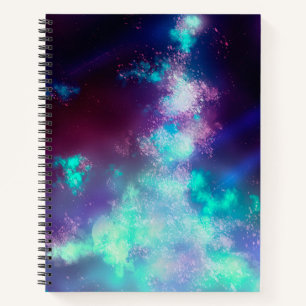 Stars Night Sky Midnight Purple Green Milky Way Notebook