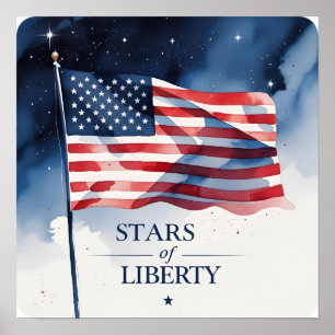 Stars of Liberty Patriotic Night Poster Print