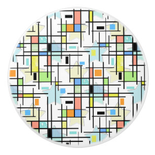 Stars on a chequered background.  ceramic knob