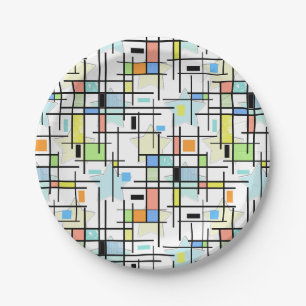 Stars on a chequered background. paper plate
