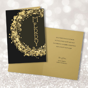 Stars on Black Merry Christmas Holiday Card