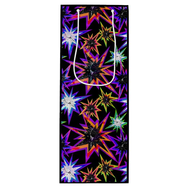 Stars on black . wine gift bag (Front)