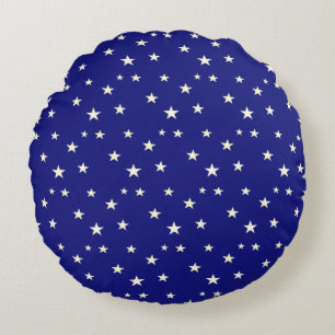 Stars on Blue Background Round Cushion