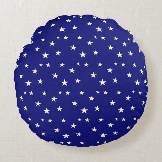 Stars on Blue Background Round Cushion (Front)