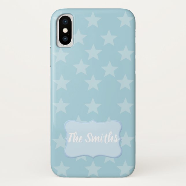 Stars on Blue Monogram or Name Custom Case-Mate iPhone Case (Back)