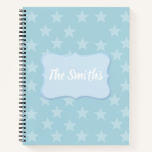 Stars on Blue Monogram or Name Custom Notebook