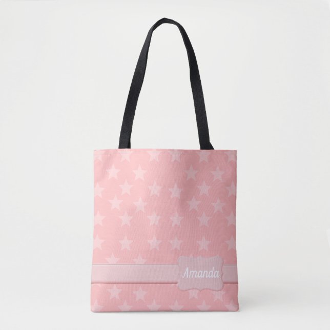 Stars on Blue Monogram or Name Tote Bag (Front)