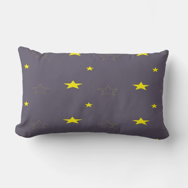 Stars on charcoal colour lumbar cushion (Front)