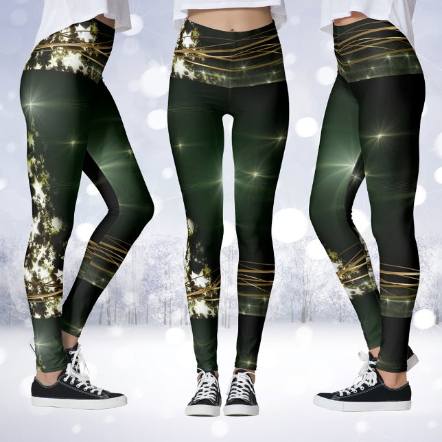 Stars on Christmas Tree Night Dark Sky Leggings (Stars on Christmas Tree Night Dark Sky Leggings)