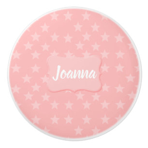 Stars on Pink Monogram or Name Custom Ceramic Knob