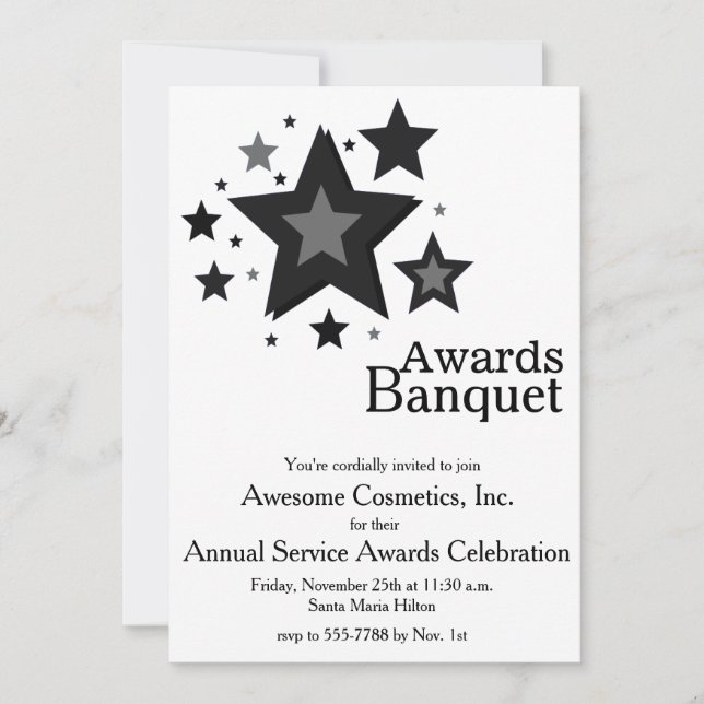 Stars on White Business Event Party Invite (Front)