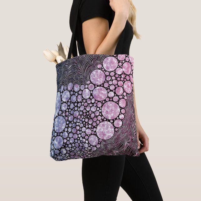 Stars orbs and circles abstract design  tote bag (Close Up)