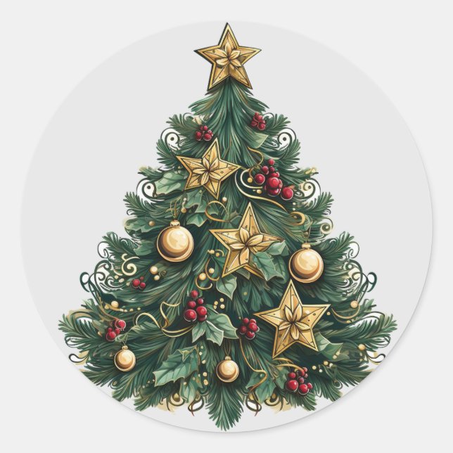 Stars Ornaments Christmas Tree Sticker (Front)