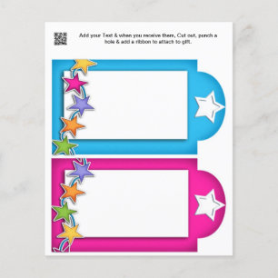 Stars Party gift or favour Bag Tags Flyer
