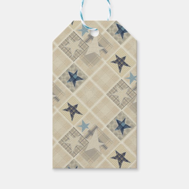 Stars , patchwork gift tags (Front)