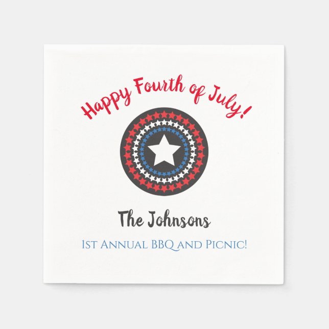 Stars Patriotic Fourth of July Paper Party Napkins (Front)