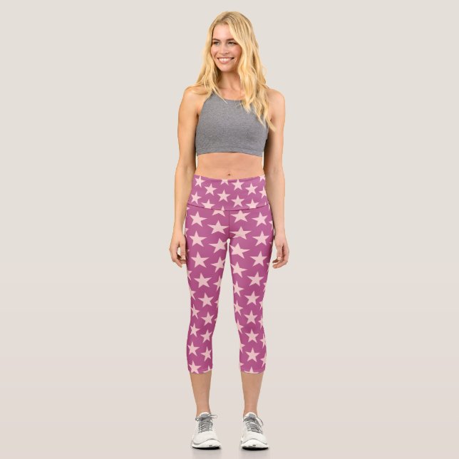 Stars Pattern 15 Capri Leggings (Front)