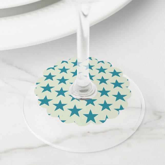 Stars Pattern 6 Wine Glass Tag (Close Up)