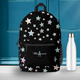 Stars Pattern Black Cool Trendy Monogrammed Printed Backpack