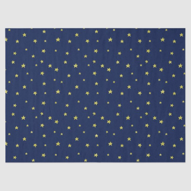 Stars Pattern Midnight Blue Tissue Paper (Front)