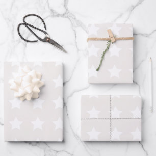 Stars Pattern Minimalist Soft Beige Neutral Wrapping Paper Sheet