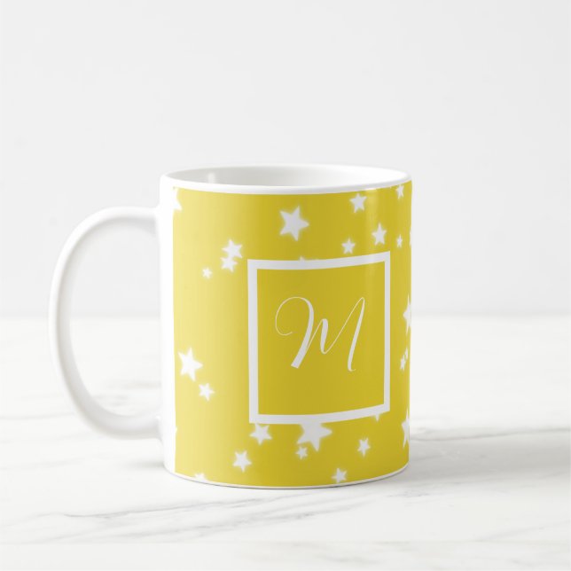 Stars Pattern Monogram Coffee Mug (Left)