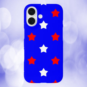 Stars Pattern Red White Blue Background iPhone 16 Case