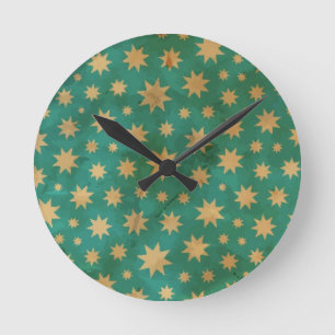 Stars pattern round clock