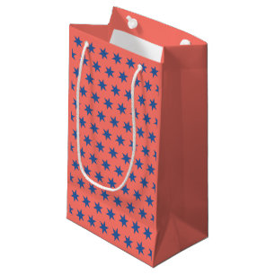 Stars Pattern Trending Colours Coral Blue Small Gift Bag