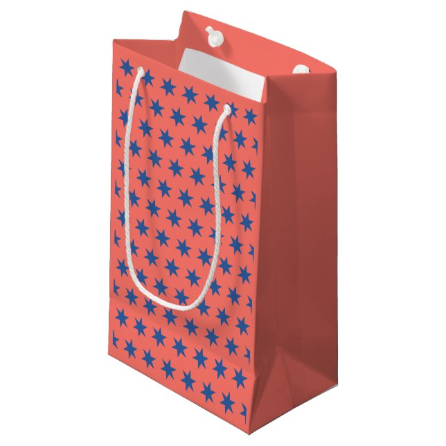 Stars Pattern Trending Colours Coral Blue Small Gift Bag (Front Angled)