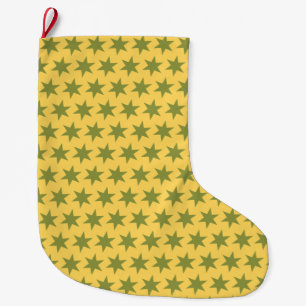 Stars Pattern Trending Colours Gold Green Yellow Large Christmas Stocking