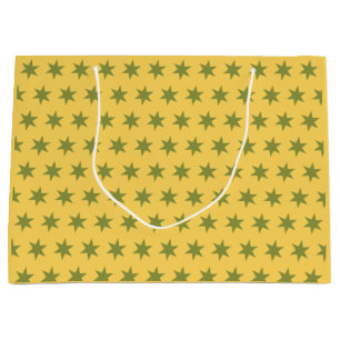 Stars Pattern Trending Colours Gold Green Yellow Large Gift Bag