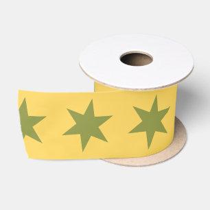 Stars Pattern Trending Colours Gold Green Yellow Satin Ribbon