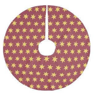 Stars Pattern Trending Colours Maroon Gold Brushed Polyester Tree Skirt