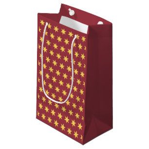 Stars Pattern Trending Colours Maroon Gold Small Gift Bag