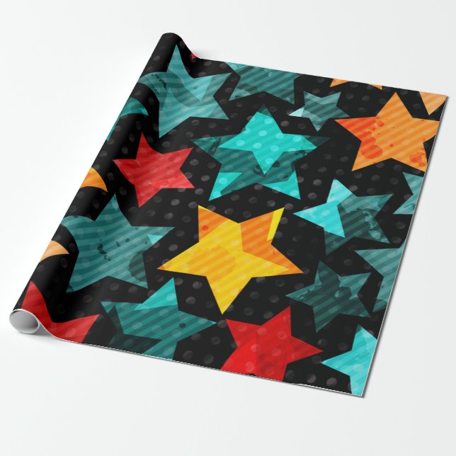 Stars pattern wrapping paper (Unrolled)