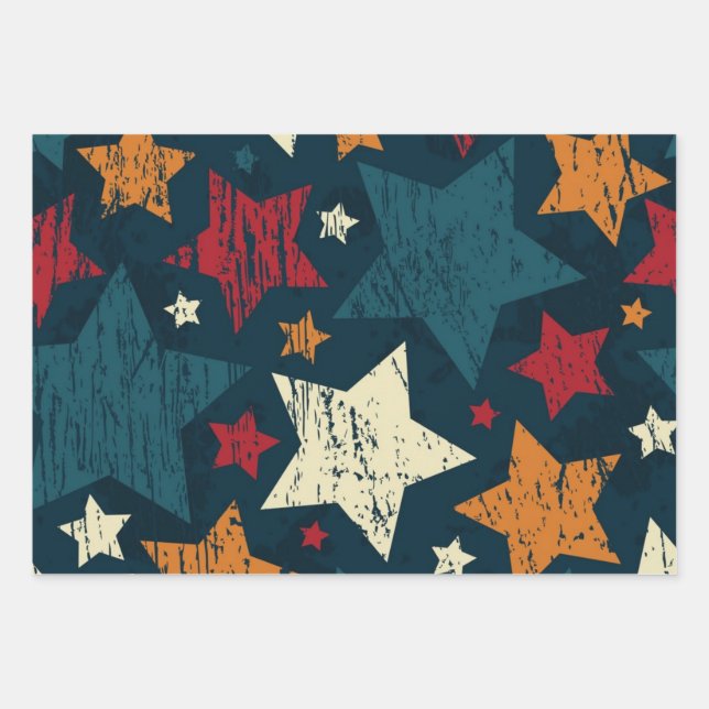 Stars pattern wrapping paper sheet (Front)