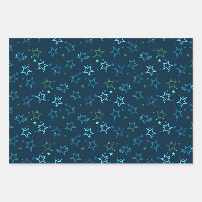 Stars pattern wrapping paper sheet (Front)