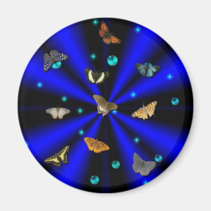 Stars, Pearls and Butterfly on black and blue Magnet