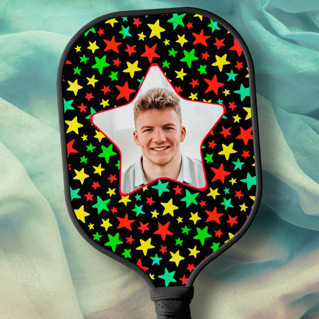 Stars Pickleball Star Player Custom Photo Colorful Paddle (Creator Uploaded)